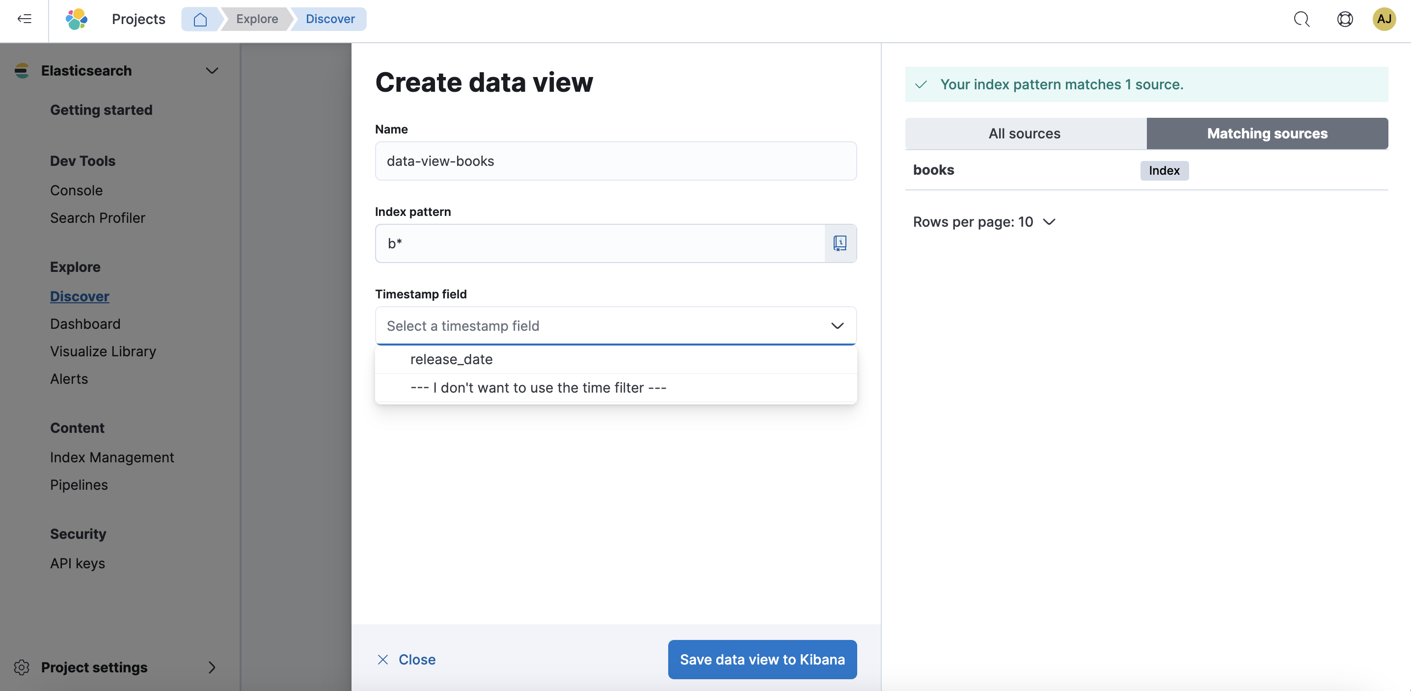 Create a data view