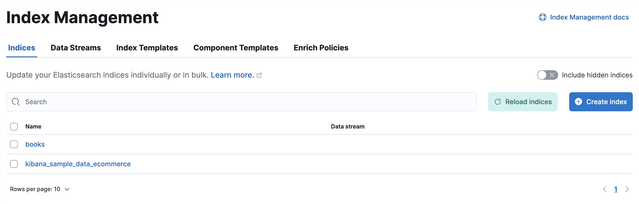 Index Management UI